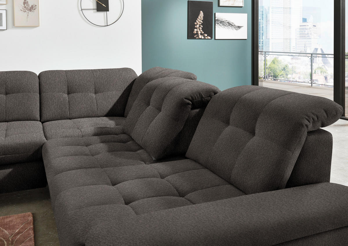 ECKSOFA in Chenille Anthrazit  - Chromfarben/Anthrazit, Design, Textil/Metall (260/310cm) - Beldomo Speed