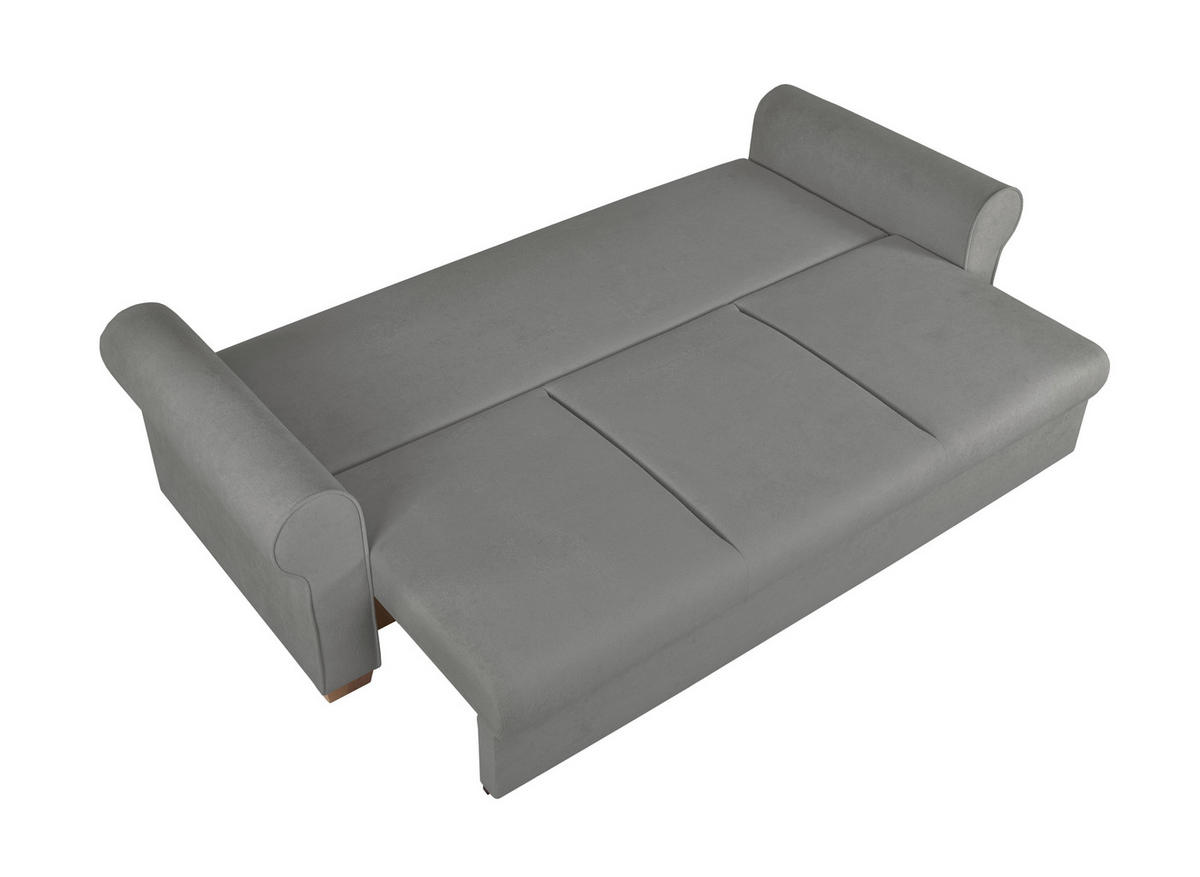 SCHLAFSOFA in Bouclé Grau  - Buchefarben/Grau, Design, Holz/Textil (240/94/98cm) - MID.YOU