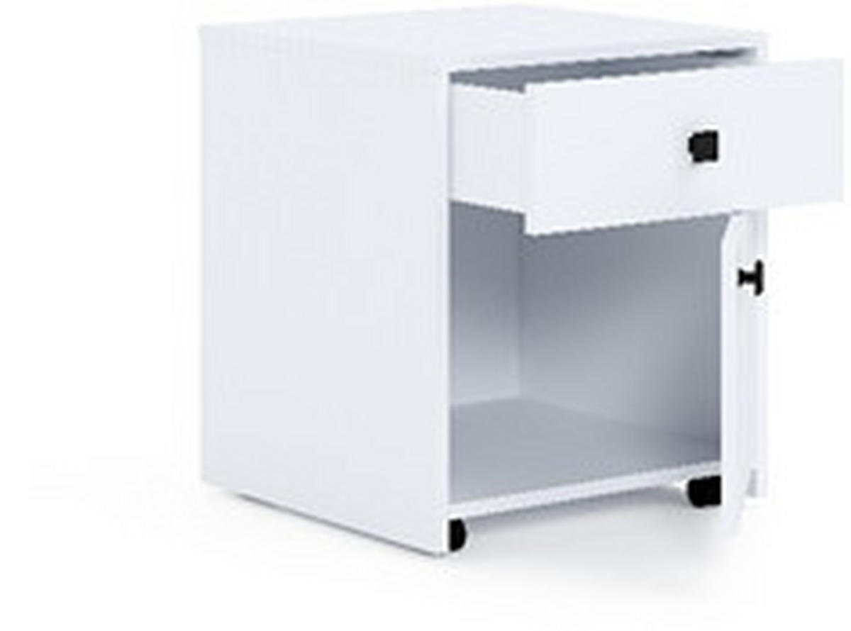 ROLLCONTAINER Weiß  - Schwarz/Weiß, MODERN, Holzwerkstoff/Kunststoff (48/53/45,3cm) - Milino