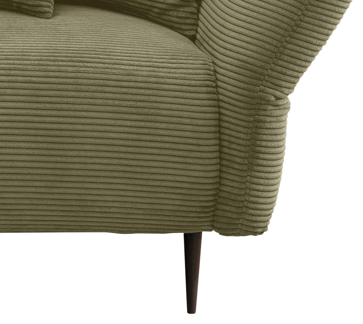 Wohnlandschaft in Cord Olivgrün  - Schwarz/Olivgrün, Design, Textil/Metall (178/264cm) - Livetastic