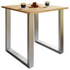 ESSTISCH Silberfarben, Honigeiche  - Honigeiche/Silberfarben, Design, Holzwerkstoff/Metall (80/80/76cm) - MID.YOU