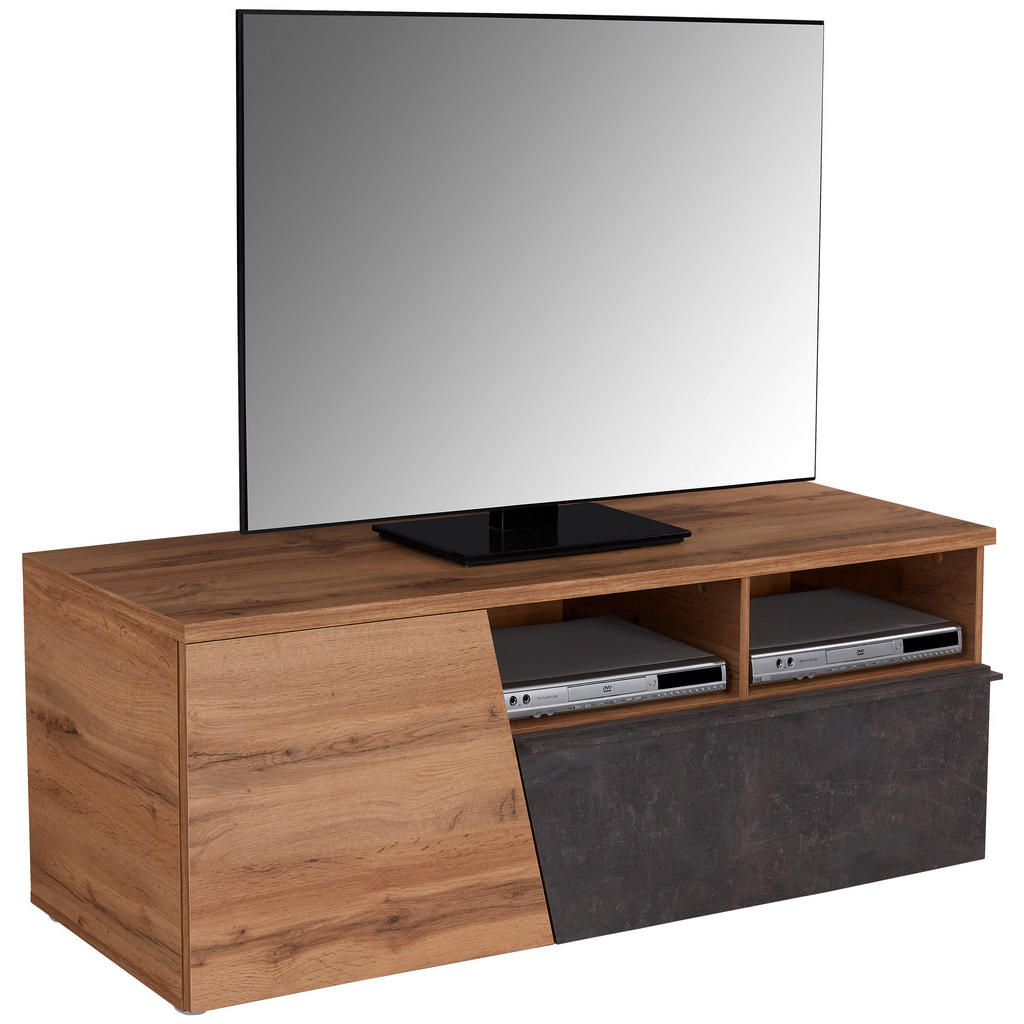 Tv-lowboard Venedig B: 140 Cm Dunnkelgrau Eiche Dekor