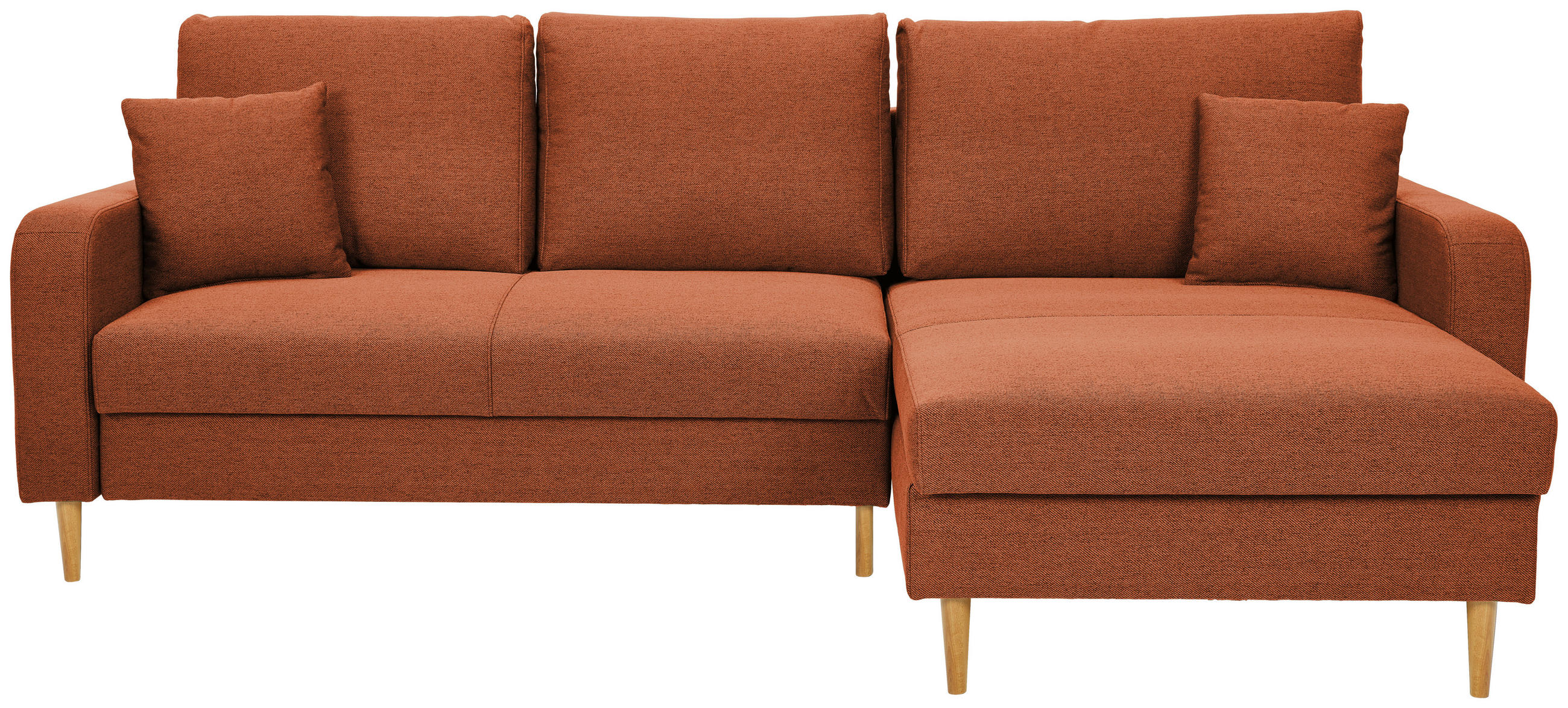 ECKSOFA in Flachgewebe Rostfarben - Rostfarben/Eiche Wotan, Konventionell, Holz/Textil (255/157cm) - Carryhome