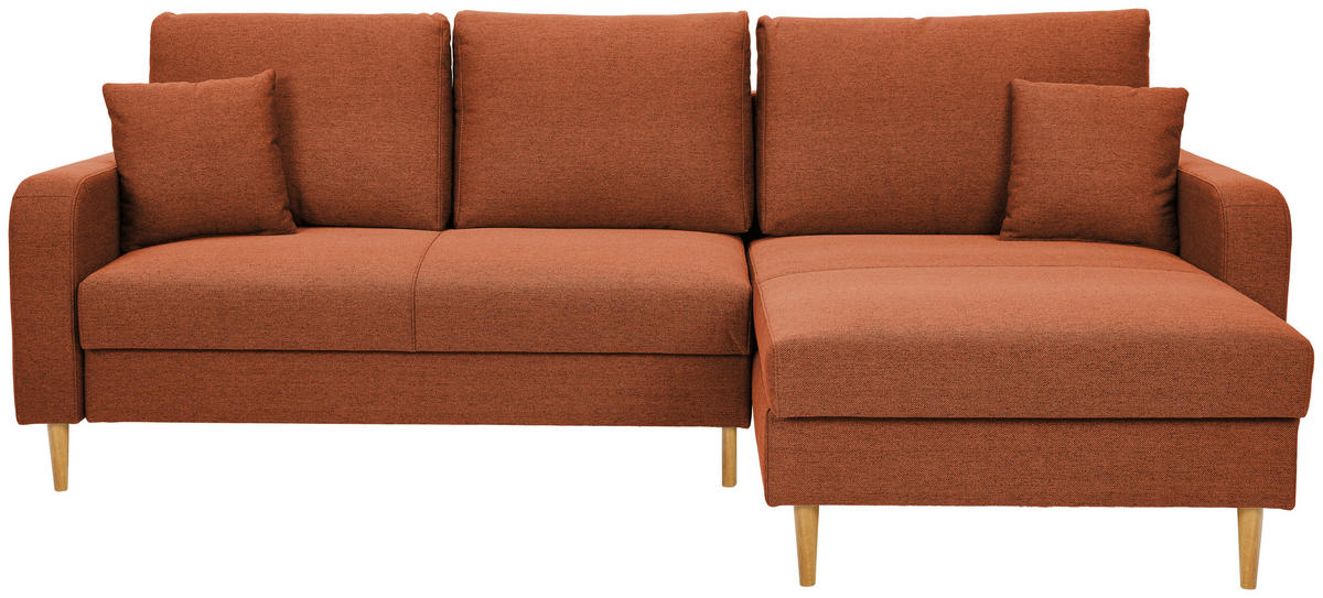 ECKSOFA in Flachgewebe Rostfarben  - Rostfarben/Eiche Wotan, Konventionell, Holz/Textil (255/157cm) - Carryhome