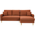 ECKSOFA in Flachgewebe Rostfarben  - Rostfarben/Eiche Wotan, KONVENTIONELL, Holz/Textil (255/157cm) - Carryhome