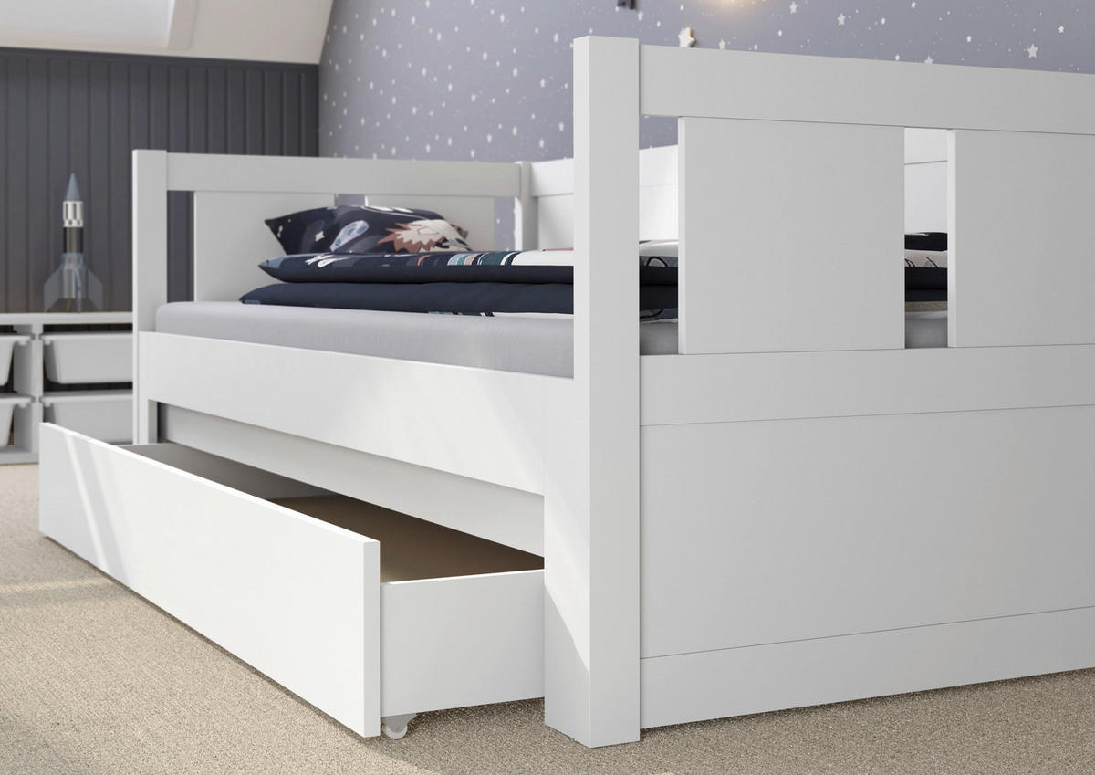 VÝSUVNÁ POSTEĽ, 90-180/200 cm biela - biela/prírodná farba, Konventionell, drevo (90-180/200cm) - Carryhome