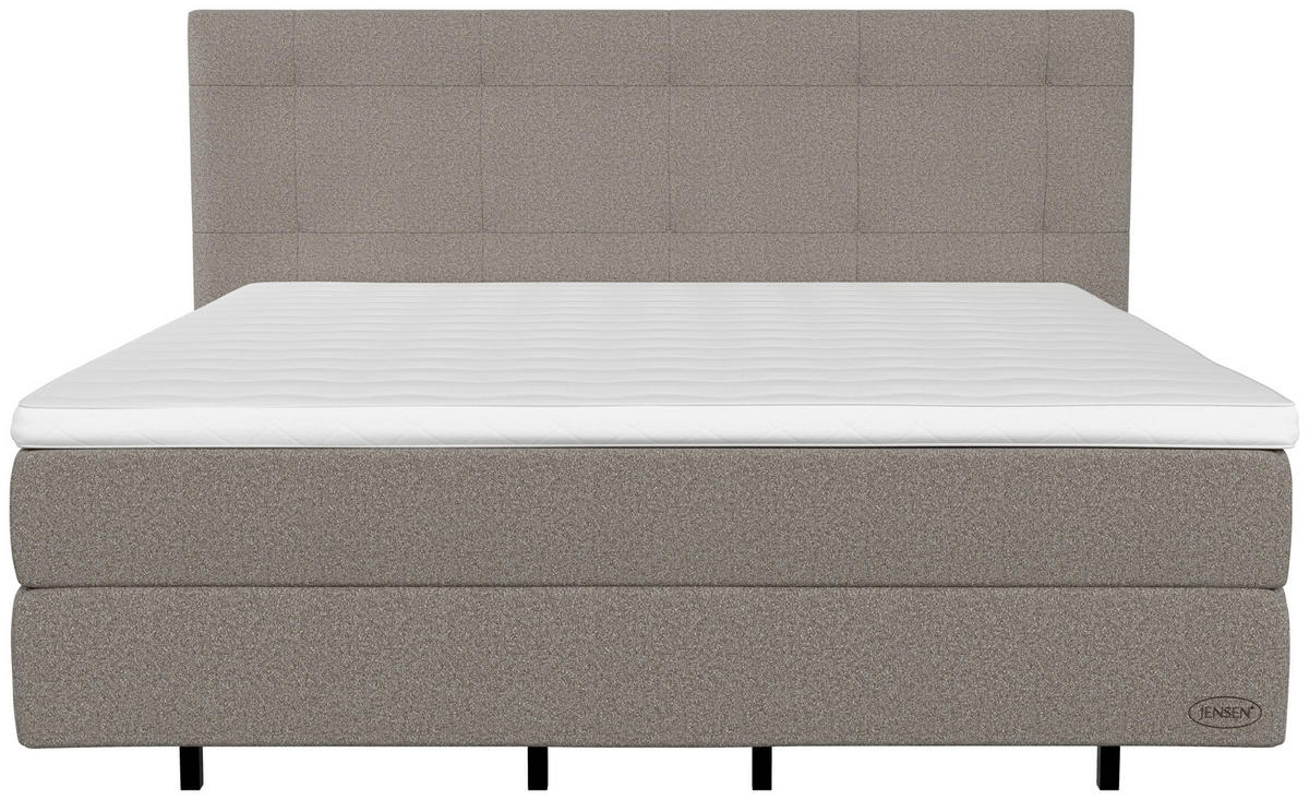 BOXSPRINGBETT 180/200 cm  in Graubraun  - Graubraun/Schwarz, KONVENTIONELL, Holz/Textil (180/200cm) - Jensen
