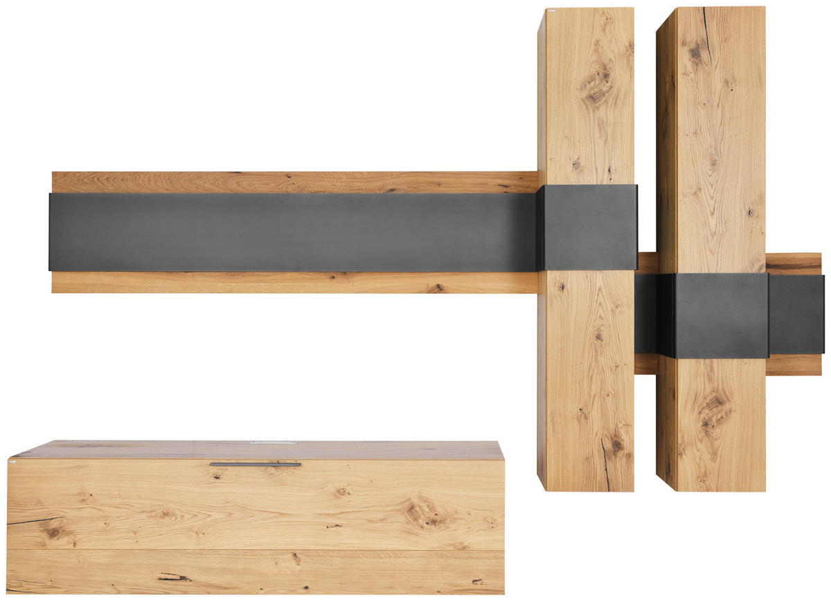 WOHNWAND  in Anthrazit, Eichefarben  306/212/47 cm  - Eichefarben/Anthrazit, Natur, Holz/Metall (306/212/47cm) - Voglauer