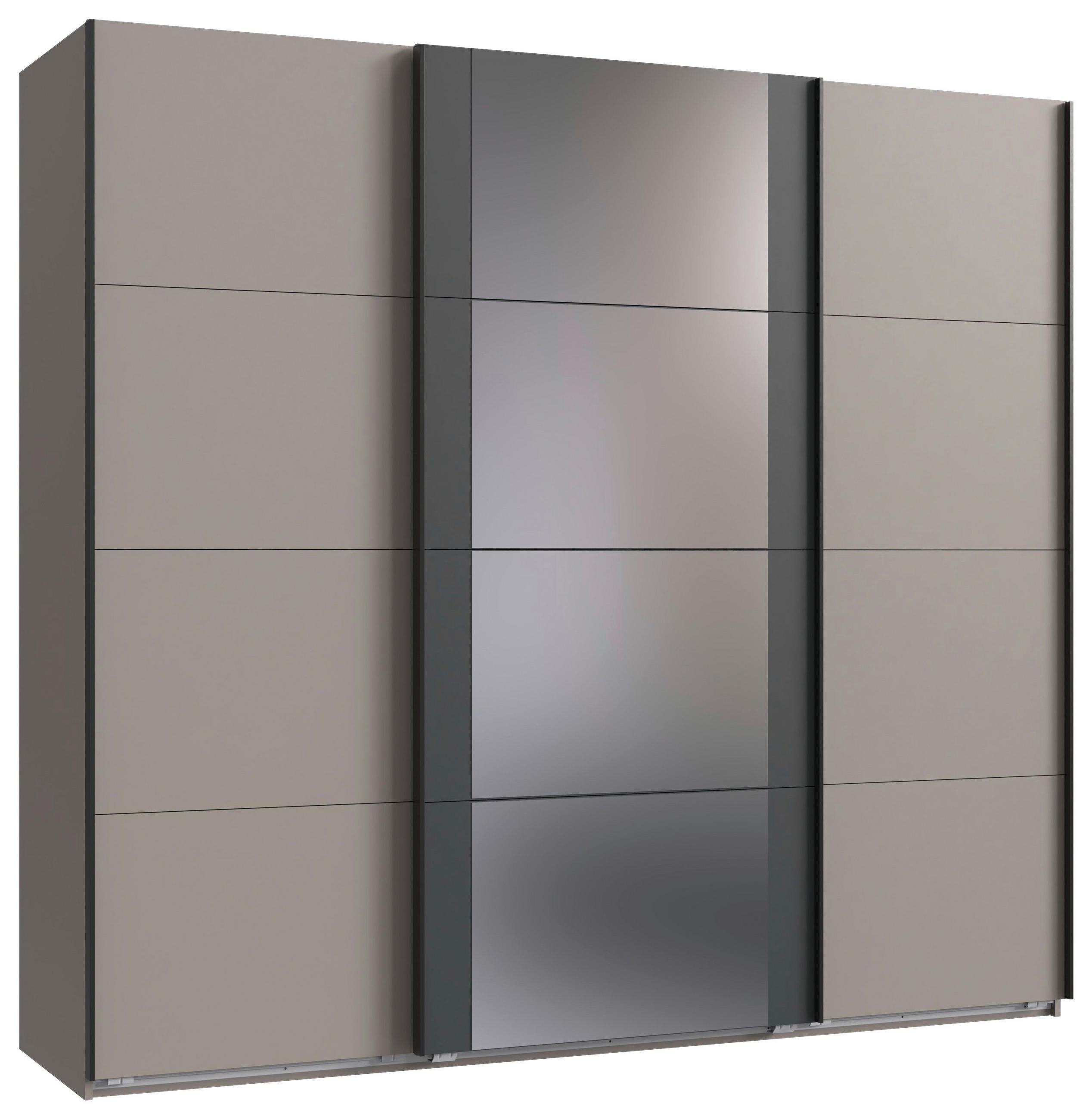 SCHWEBETÜRENSCHRANK  in Graphitfarben, Sahara  - Schwarz/Graphitfarben, KONVENTIONELL, Glas/Holzwerkstoff (225/208/64cm) - Carryhome