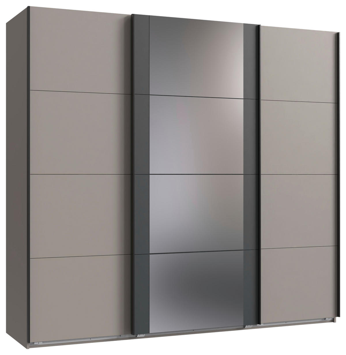 SCHWEBETÜRENSCHRANK  in Graphitfarben, Sahara  - Schwarz/Graphitfarben, KONVENTIONELL, Glas/Holzwerkstoff (225/208/64cm) - Carryhome