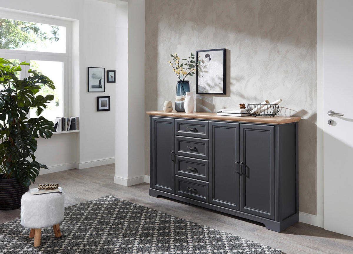 SIDEBOARD  in 182/102/41 cm  - Schwarz/Graphitfarben, Design, Holzwerkstoff/Metall (182/102/41cm) - Landscape