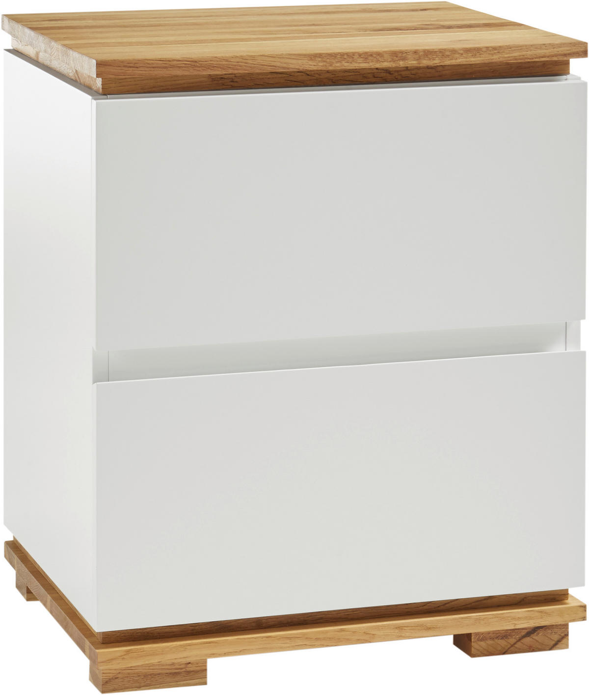 NACHTSCHRANK 48/59/40 cm Eiche massiv  - Eichefarben/Weiß, Basics, Holz/Holzwerkstoff (48/59/40cm)