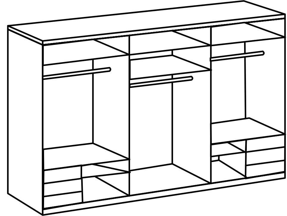 SCHWEBETÜRENSCHRANK in Grau, Eichefarben  - Chromfarben/Eichefarben, Modern, Holzwerkstoff (300/236/65cm) - MID.YOU