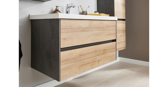 BADEZIMMER  in 91 cm  - Eichefarben/Dunkelgrau, KONVENTIONELL, Glas/Keramik (91cm) - Dieter Knoll