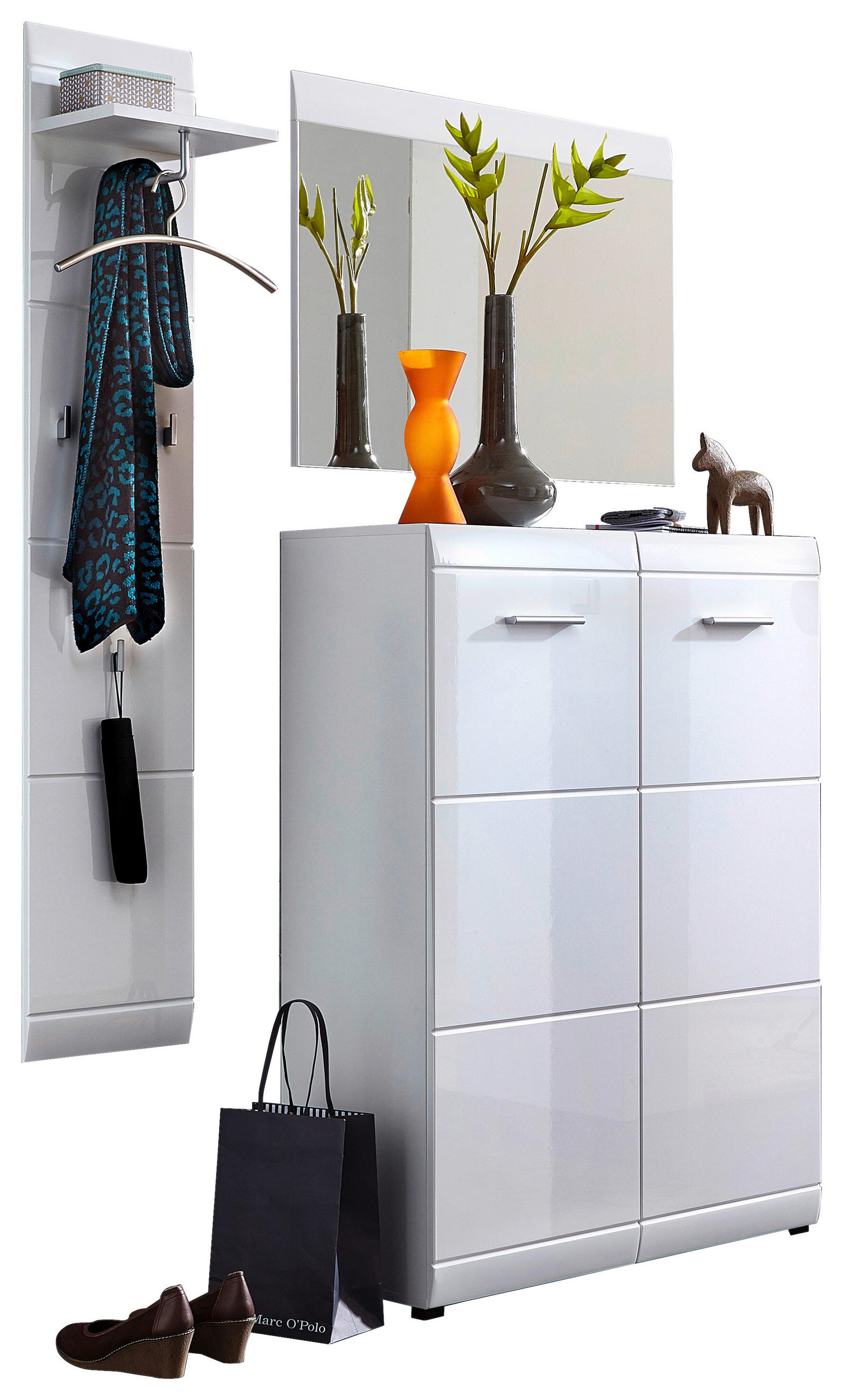 Carryhome Garderobe Adana Weiß 135x200x36 cm