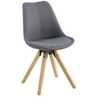 STUHL Flachgewebe Dunkelgrau  - Dunkelgrau/Eichefarben, Design, Holz/Textil (48/85/55cm) - Carryhome