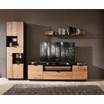 WOHNWAND  in Schwarz, Eichefarben  275/200/45 cm  - Eichefarben/Schwarz, Design, Glas/Holz (275/200/45cm) - Novel