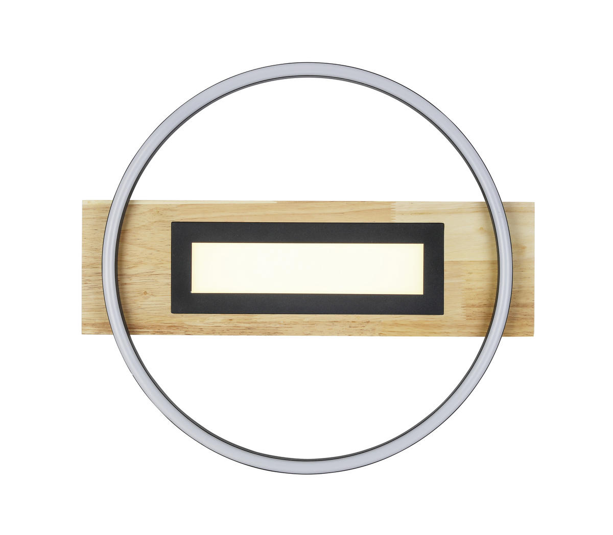 LED-DECKENLEUCHTE Yui 45/50/7,5 cm   - Schwarz/Naturfarben, Trend, Holz/Kunststoff (45/50/7,5cm) - Novel