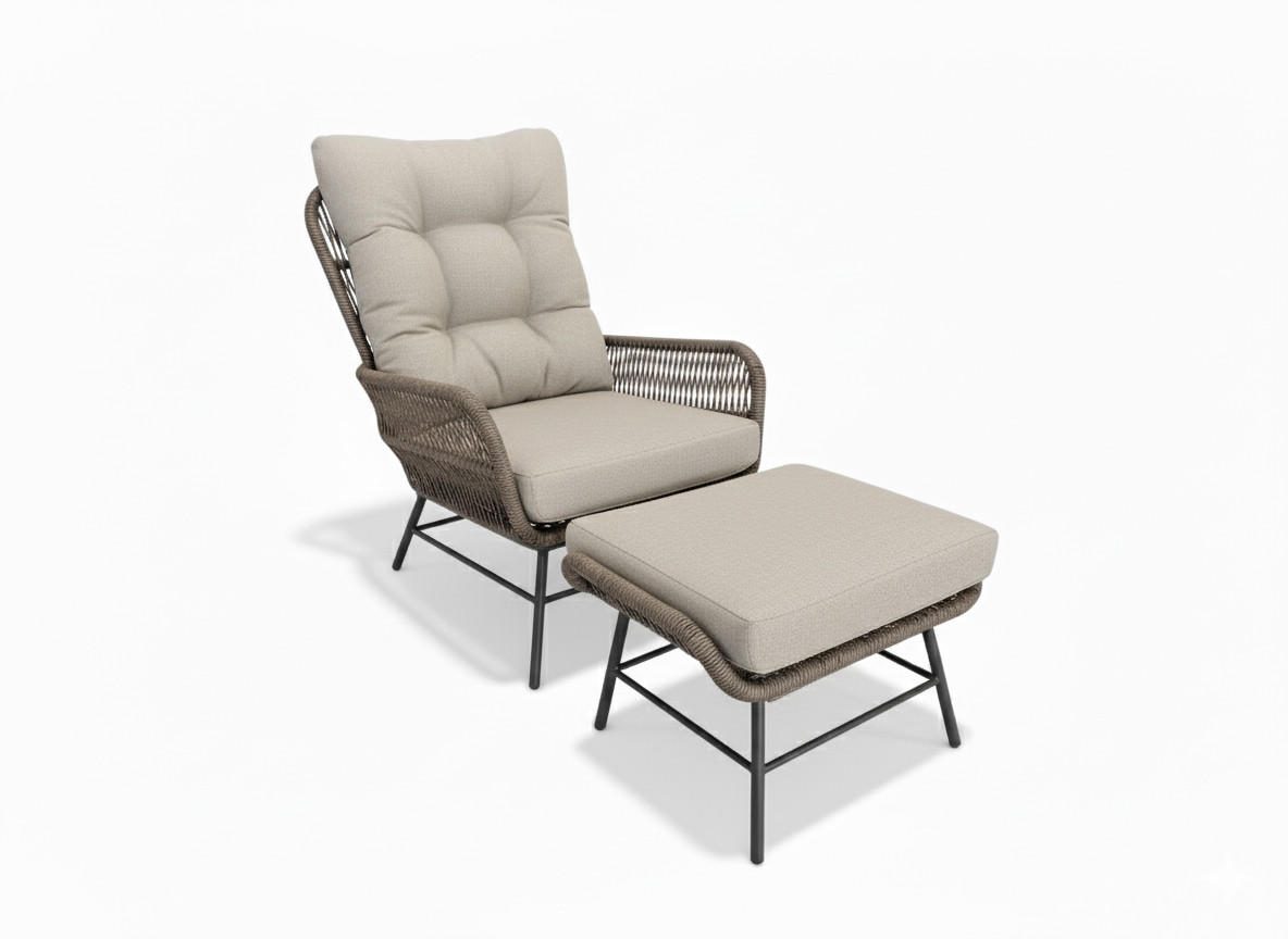 GARTENSESSEL-SET Metall, Textil Anthrazit, Champagner  - Champagner/Anthrazit, Modern, Textil/Metall (72/96/139cm) - Tierra Outdoor