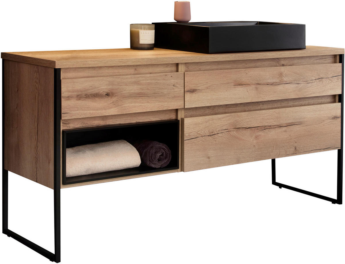 WASCHTISCHKOMBI 164,6 cm  - Eichefarben/Schwarz, Design, Keramik/Holzwerkstoff (164,6cm) - Schöner Wohnen