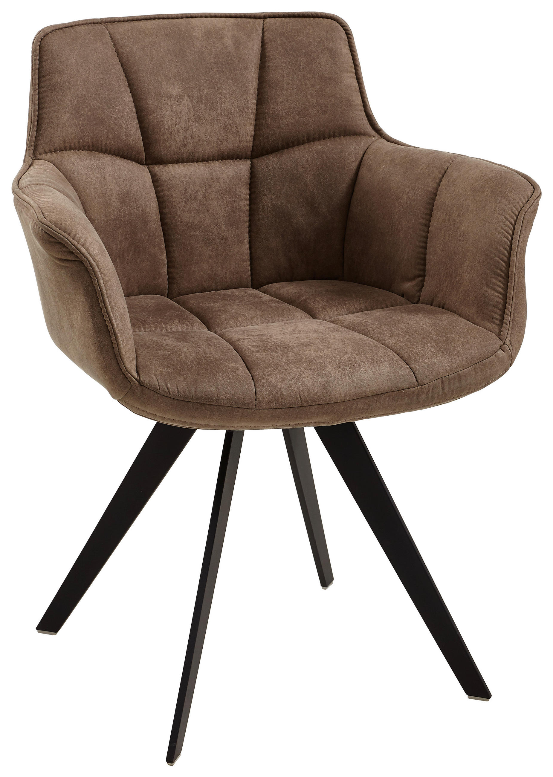 ARMLEHNSTUHL  in Mikrofaser  - Hellbraun/Schwarz, Design, Textil/Metall (67/85/60cm) - Musterring