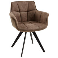 ARMLEHNSTUHL  in Mikrofaser  - Hellbraun/Schwarz, Design, Textil/Metall (67/85/60cm) - Musterring