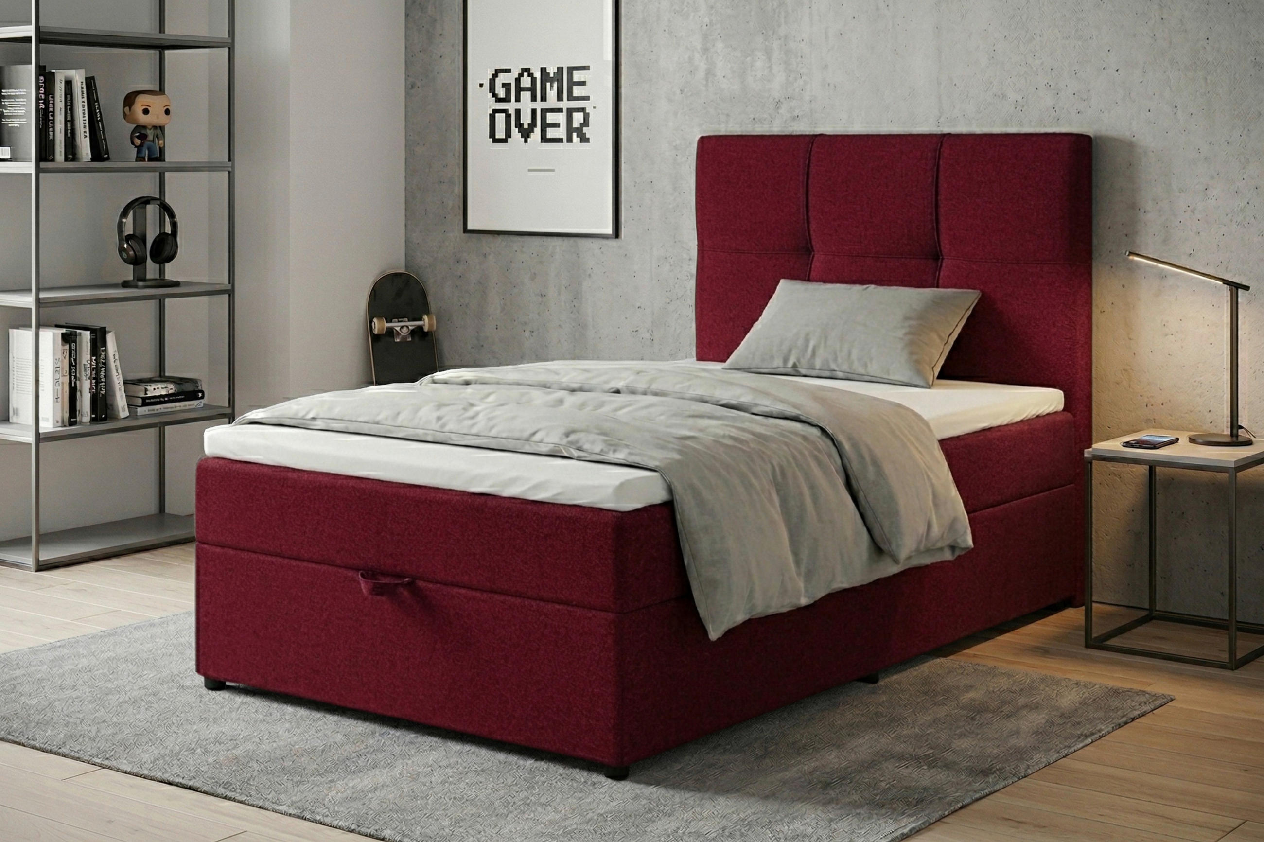 BOXBETT 100/200 cm,  in Rot, Bettkasten, Topper,  - Rot/Schwarz, MODERN, Kunststoff/Textil (100/200cm) - MID.YOU