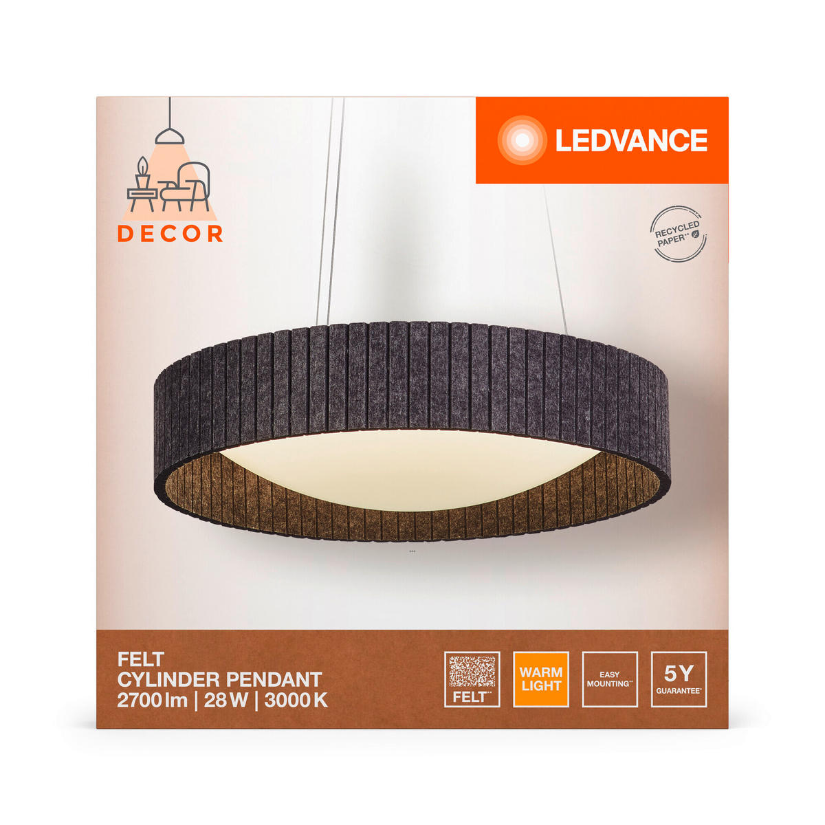 LED-PENDELLEUCHTE 50/150 cm   - Dunkelgrau, Natur, Kunststoff/Textil (50/150cm) - Ledvance