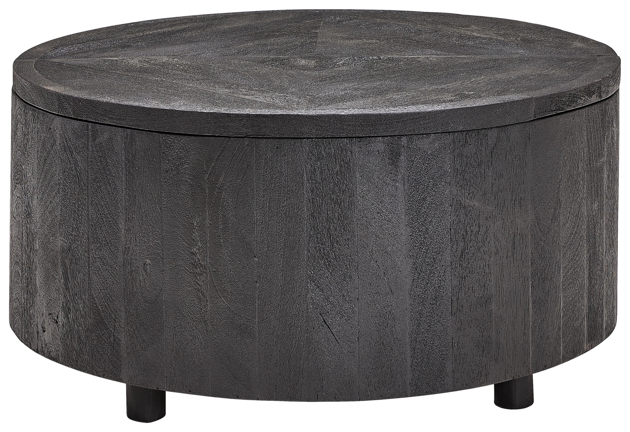 COUCHTISCH Mangoholz vollmassiv 70/70/35 cm rund Schwarz  - Schwarz, Design, Holz (70/70/35cm) - Livetastic