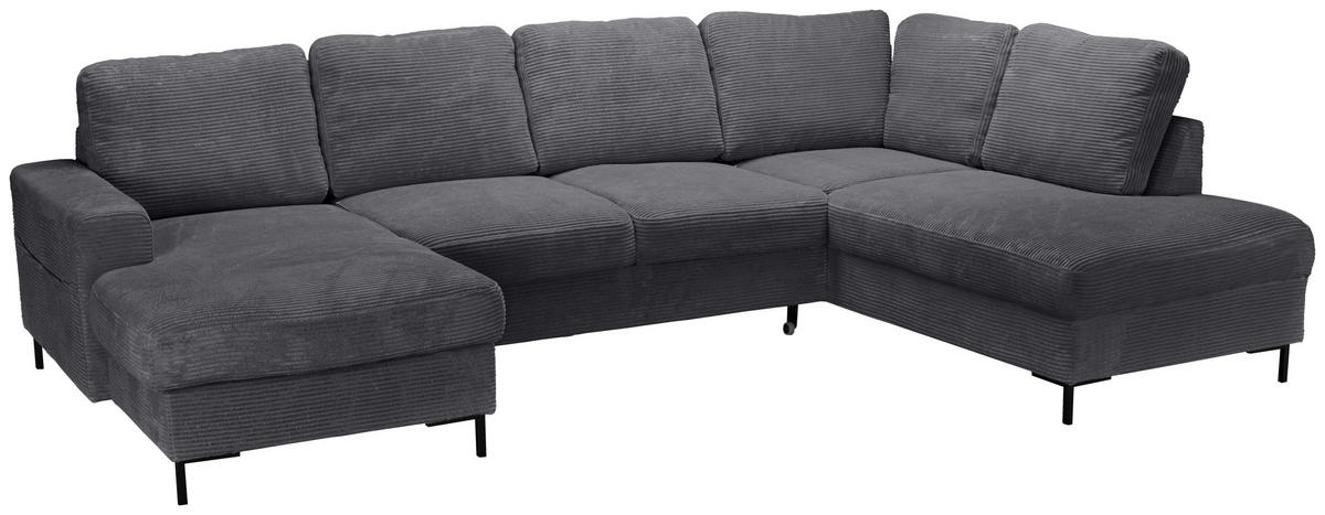 WOHNLANDSCHAFT Anthrazit Cord  - Anthrazit/Schwarz, KONVENTIONELL, Textil/Metall (148/303/197cm) - Carryhome