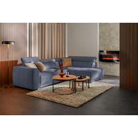 ECKSOFA in Feincord Blaugrau  284/205 cm  - Blaugrau/Schwarz, Design, Kunststoff/Textil (284/205cm) - Xora