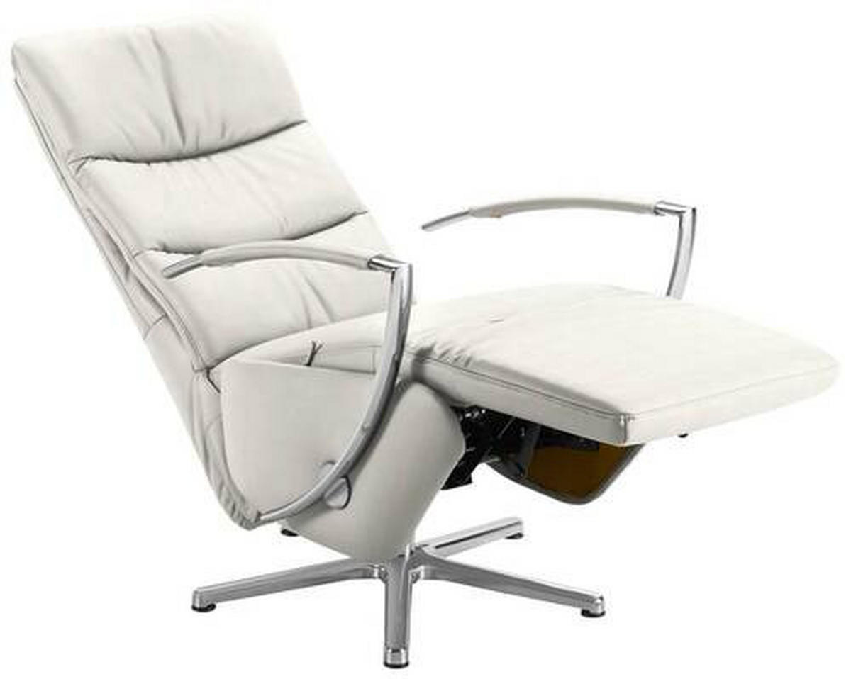 RELAXSESSEL in Leder Weiß  - Chromfarben/Weiß, Design, Leder/Metall (64/112/80cm) - Cantus