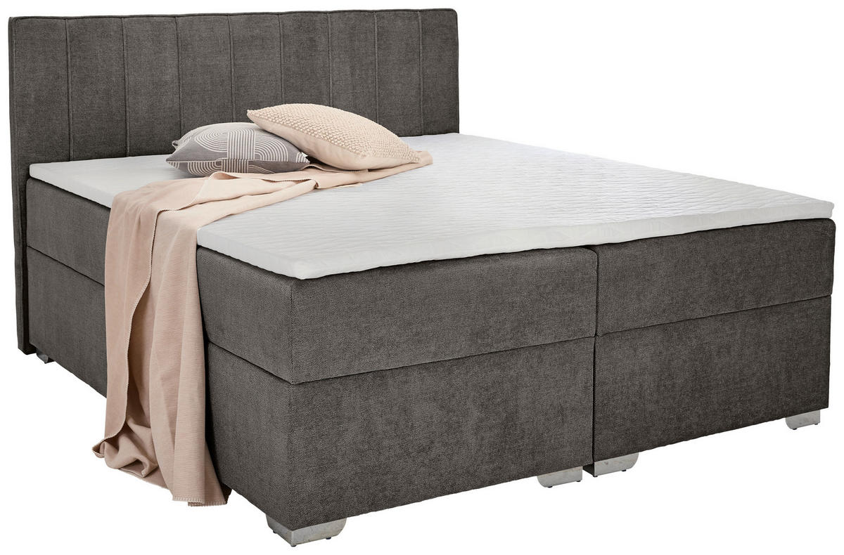 BOXBETT 200/200 cm  in Dunkelgrau  - Chromfarben/Dunkelgrau, Trend, Kunststoff/Textil (200/200cm) - Boxxx
