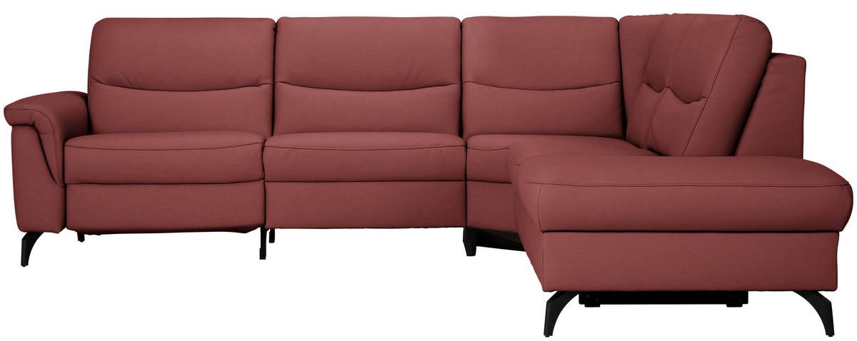 ECKSOFA in Echtleder Rot  280/249 cm  - Anthrazit/Rot, Design, Leder/Metall (280/249cm) - Himolla Komfortklass