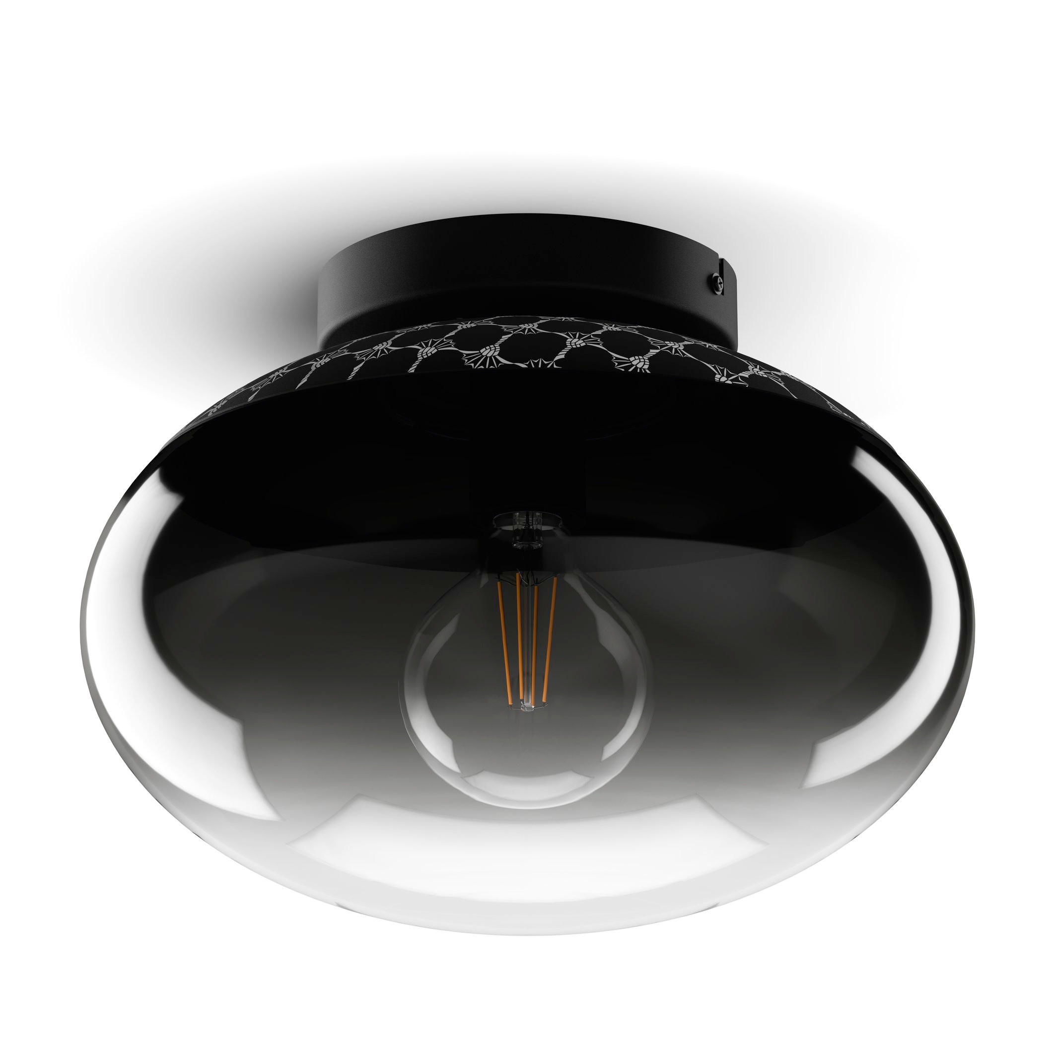 DECKENLEUCHTE Curve lights 28/24,5 cm   - Transparent/Schwarz, LIFESTYLE, Glas/Metall (28/24,5cm) - Joop!