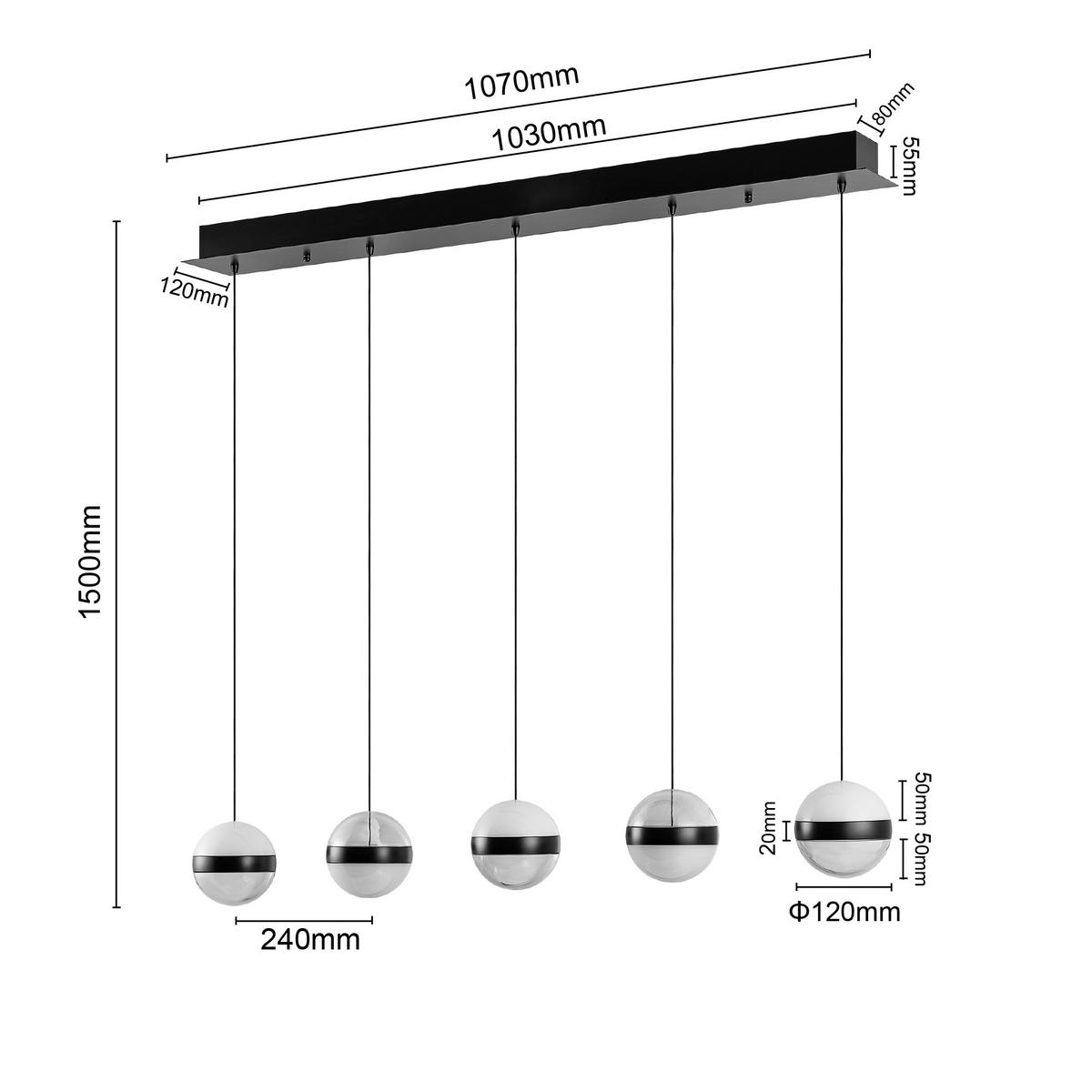 LED-HÄNGELEUCHTE Bedford 107/12/150 cm   - Schwarz, Design, Kunststoff/Metall (107/12/150cm) - Novel