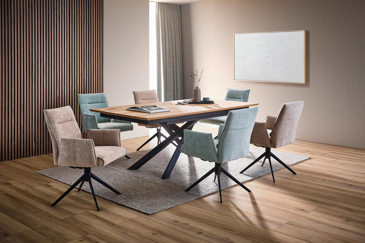 ESSTISCH in Holz, Metall, Holzwerkstoff 190-290/100/76 cm  - Eichefarben/Schwarz, MODERN, Holz/Holzwerkstoff (190-290/100/76cm) - Valnatura