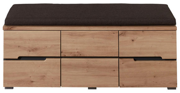 GARDEROBENBANK in 120,3/48/38 cm - Graphitfarben/Eiche Artisan, Design, Holzwerkstoff/Textil (120,3/48/38cm) - Voleo