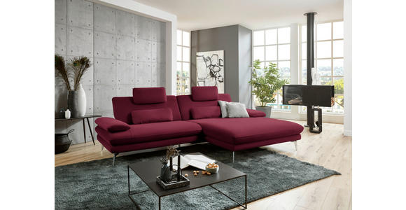 ECKSOFA in Webstoff Rot, Bordeaux  - Bordeaux/Rot, Design, Textil/Metall (284/184cm) - Dieter Knoll