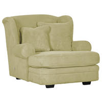 XXL-SESSEL in Cord Hellgrün  - Beige/Dunkelbraun, Design, Holz/Textil (121/100/140cm) - Ambia Home