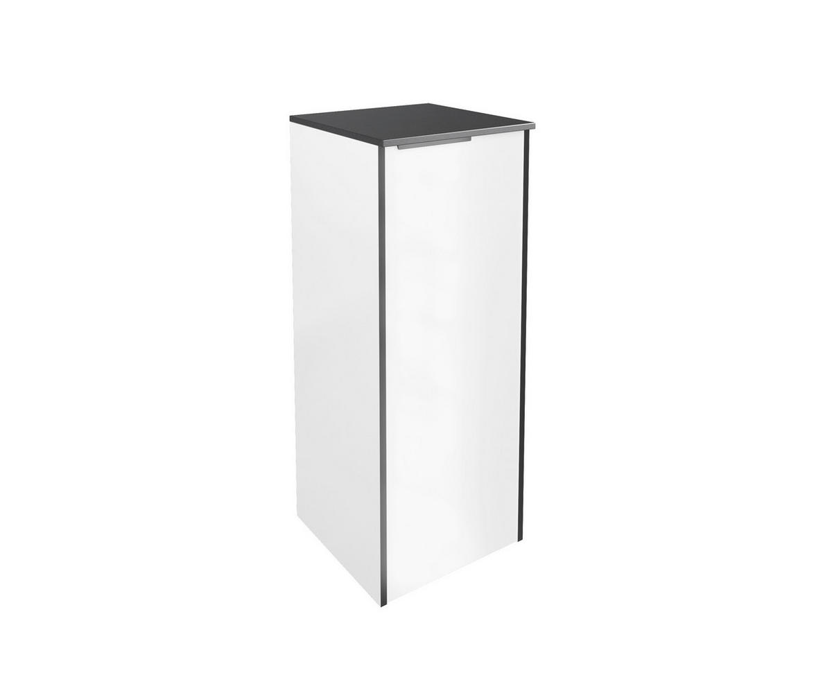 MIDISCHRANK 32,8/82,2/33 cm  - Weiß Hochglanz/Schwarz, Basics, Glas/Holzwerkstoff (32,8/82,2/33cm) - Voleo