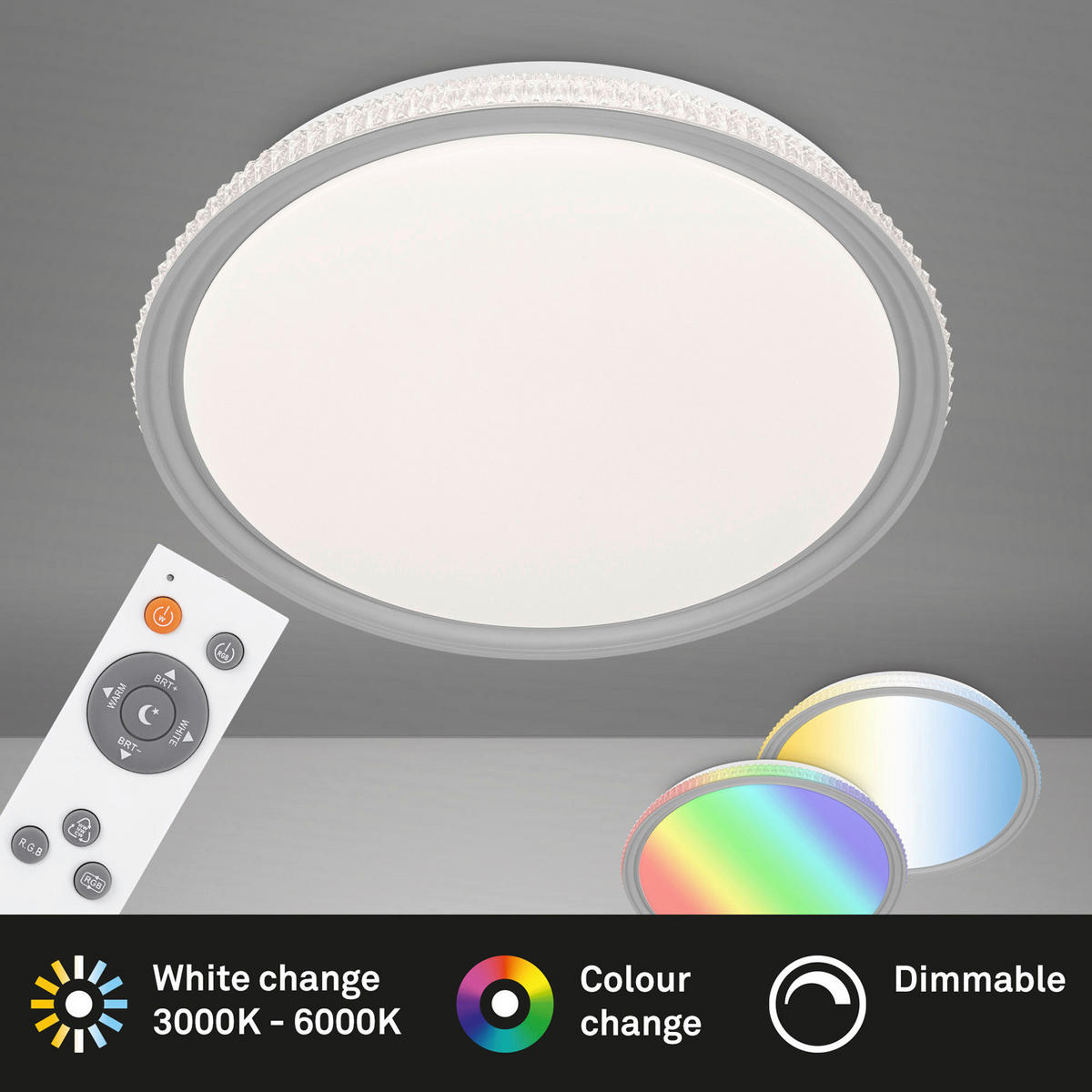 LED SVJETILJKA STROPNA  - svijetlo siva, Basics, plastika (50/8,2cm)
