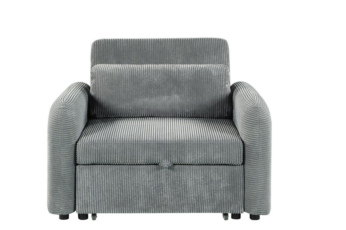SCHLAFSESSEL PIANA Cord Dunkelgrau Liegefunktion  - Dunkelgrau/Schwarz, Design, Kunststoff/Textil (108/86/90cm) - MID.YOU