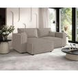 ECKSOFA Beige Cord Zierkissen, Rückenkissen, Schlaffunktion, Rücken echt  - Beige/Schwarz, MODERN, Kunststoff/Textil (153/250cm) - Xora