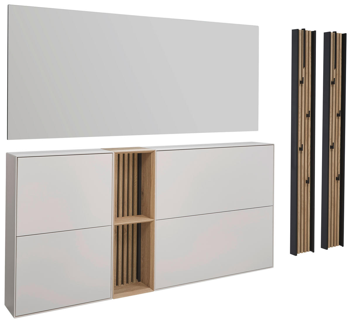 GARDEROBE 256/174/20 cm  - Weiss/Eichefarben, Design, Glas/Holz (256/174/20cm) - Johann Jakob