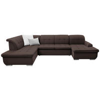 WOHNLANDSCHAFT in Flachgewebe Dunkelbraun  - Dunkelbraun/Silberfarben, Design, Textil/Metall (208/342/145cm) - Cantus