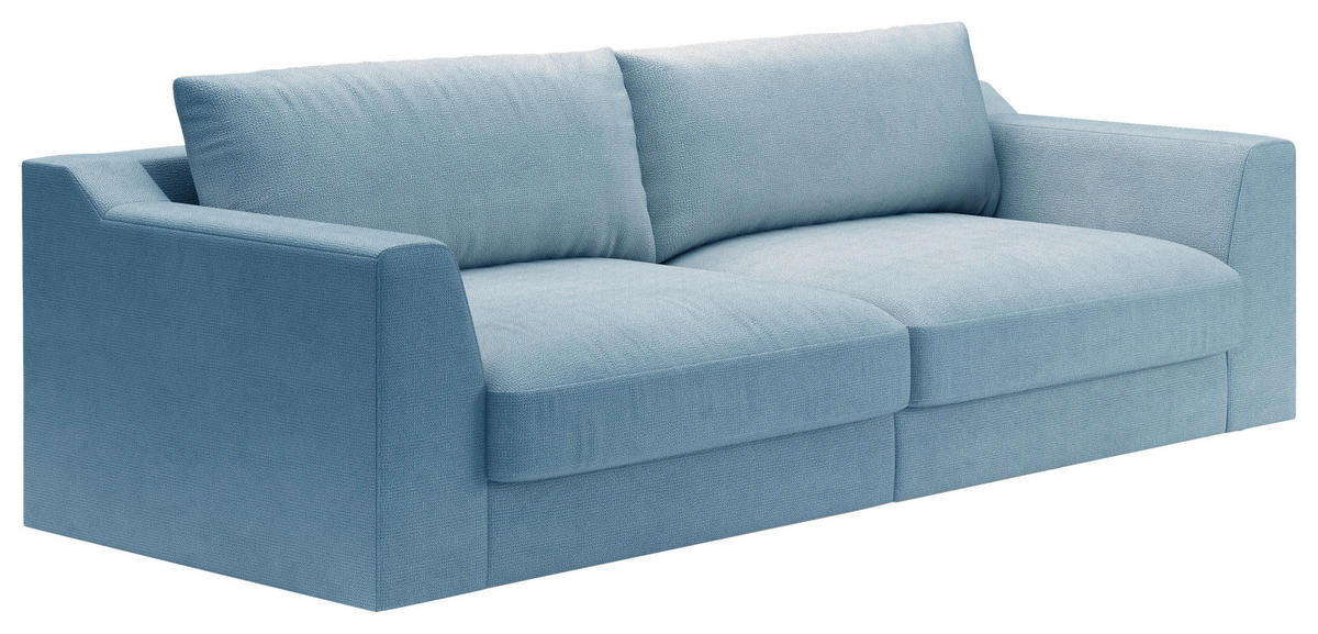 BIGSOFA in Chenille, Flachgewebe Hellblau  - Schwarz/Hellblau, Design, Kunststoff/Textil (276/90/109cm) - Sit & More