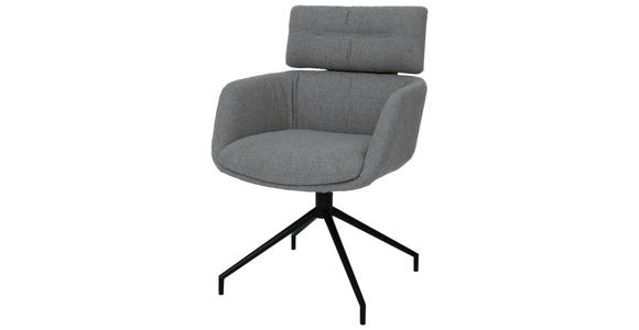 ARMLEHNSTUHL in Eisen Webstoff - Schwarz/Grau, Design, Textil/Metall (62/92/66cm) - Dieter Knoll
