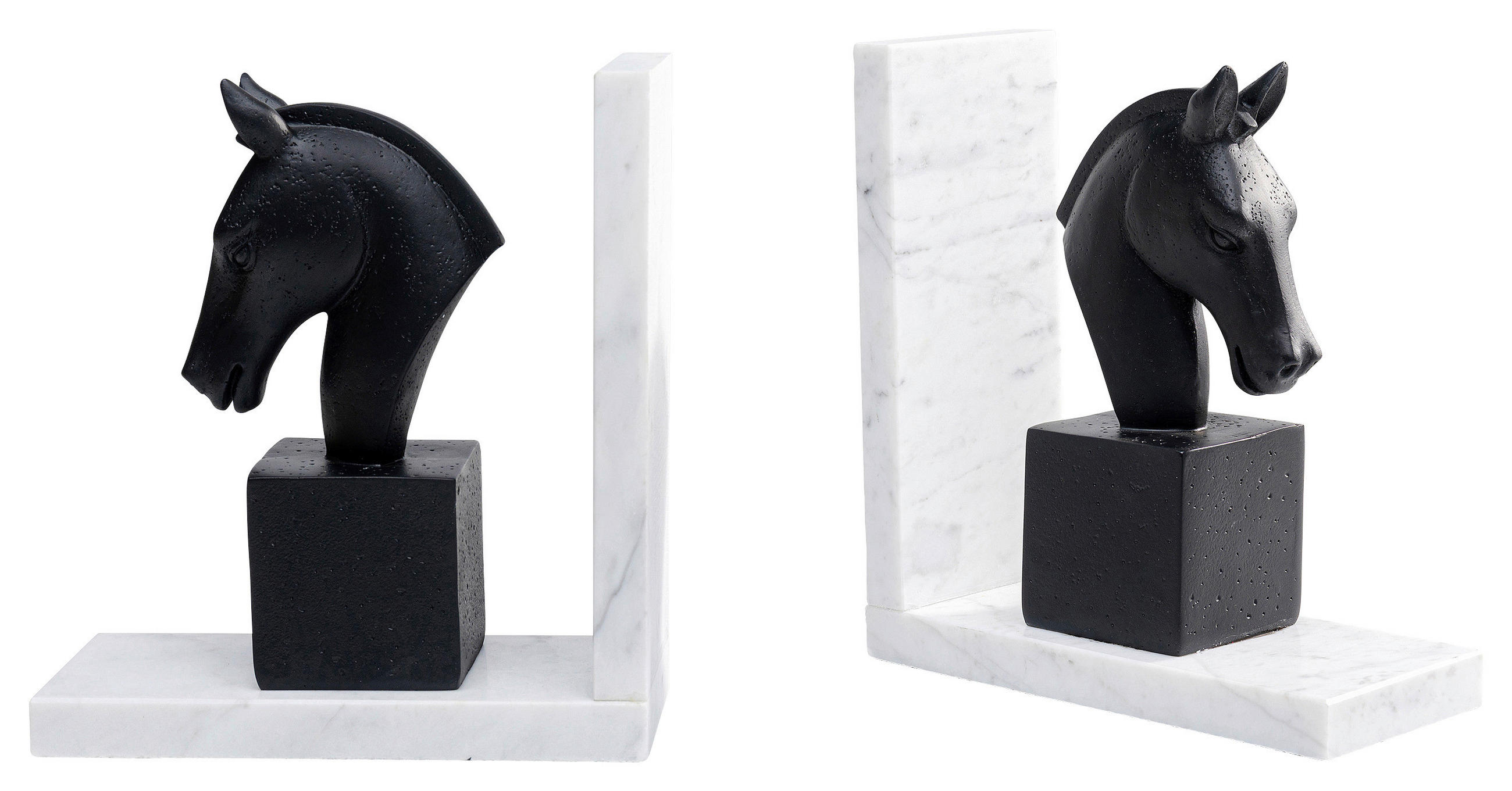 BUCHSTÜTZE - Schwarz/Weiß, KONVENTIONELL, Kunststoff/Stein (36/21/8cm) - Kare-Design