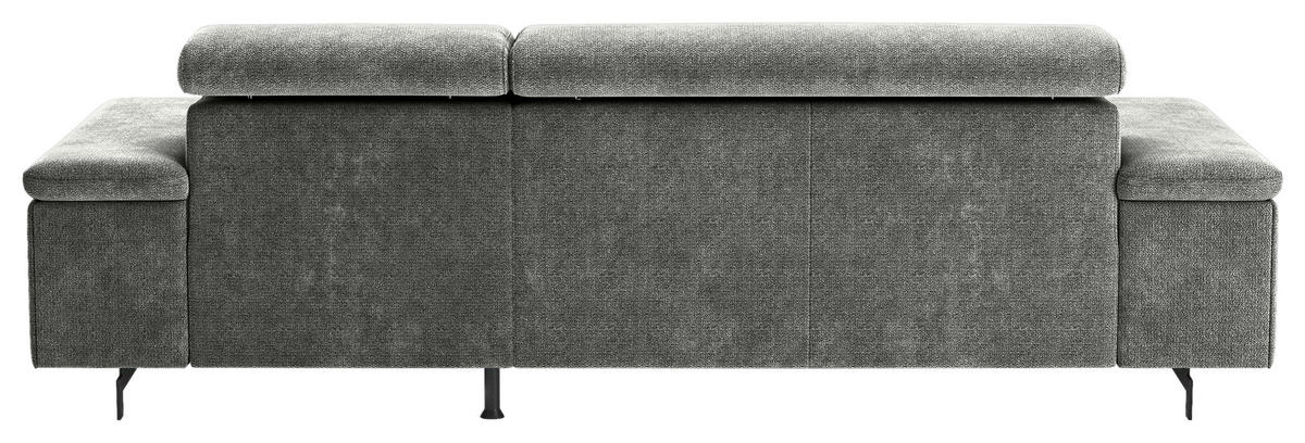 ECKSOFA in Chenille Grau  - Schwarz/Grau, Textil/Metall (267/165cm) - MID.YOU
